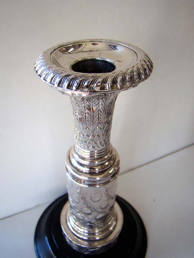 A rare pair of English silver plated candlesticks circa 1798-1800 commemorating English naval victories. — image 5